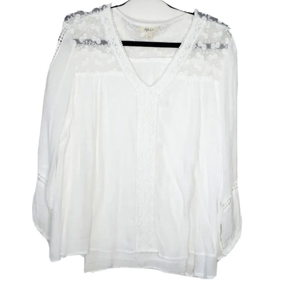 STYLE & CO SHEER BLOUSE - WHITE - Picture 4 of 4